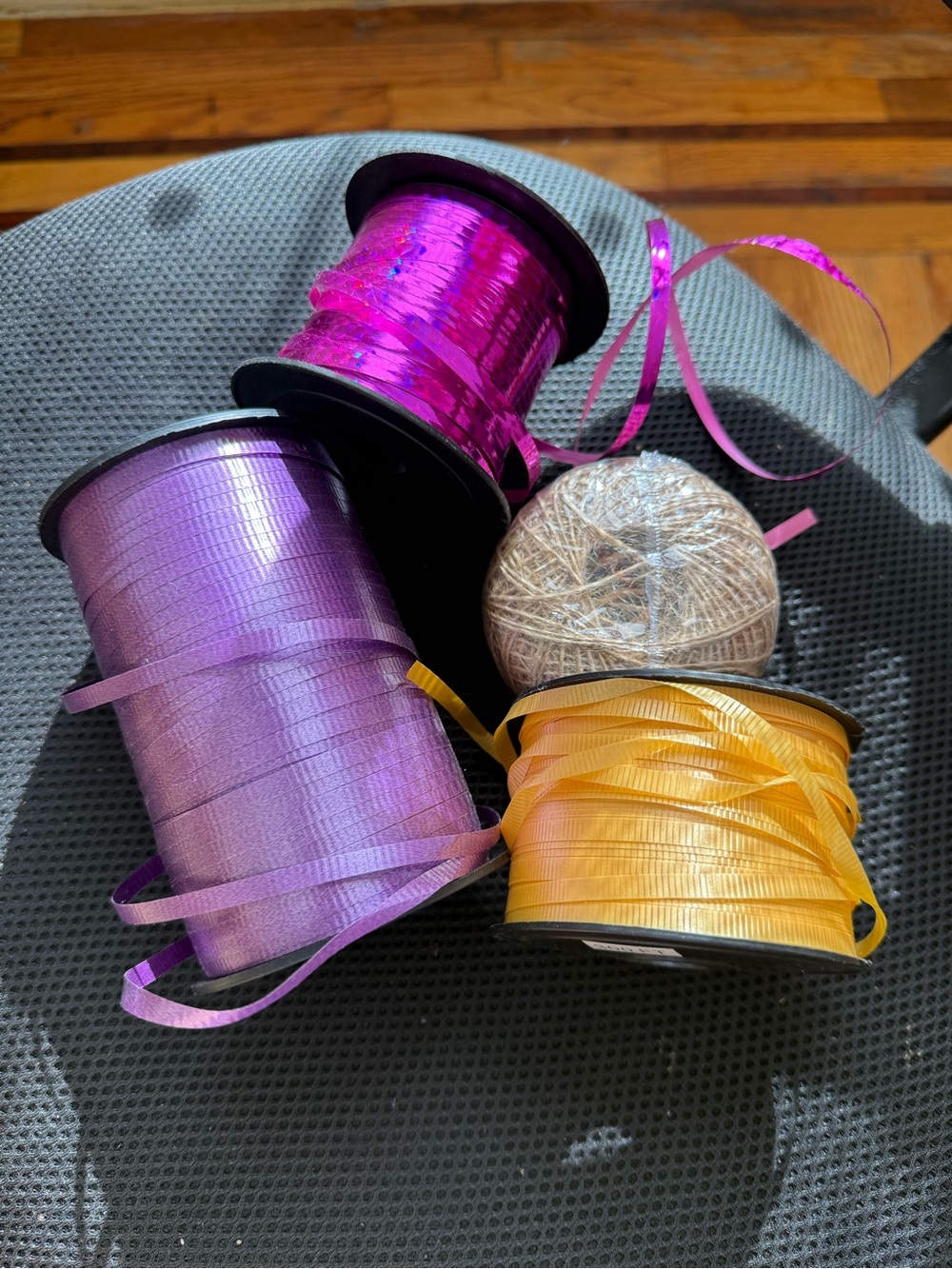 Assorted Gift Ribbon Spools in Magenta, Lavender & Yellow